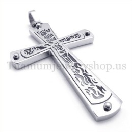 Embedded Hollow Cross Pattern Fashion Titanium Cross Pendant
