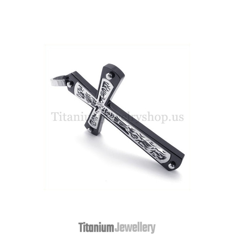Black Embedded Hollow Cross Pattern Fashion Titanium Cross Pendant Black Embedded Hollow Cross Pattern Fashion Titanium Cross Pendant