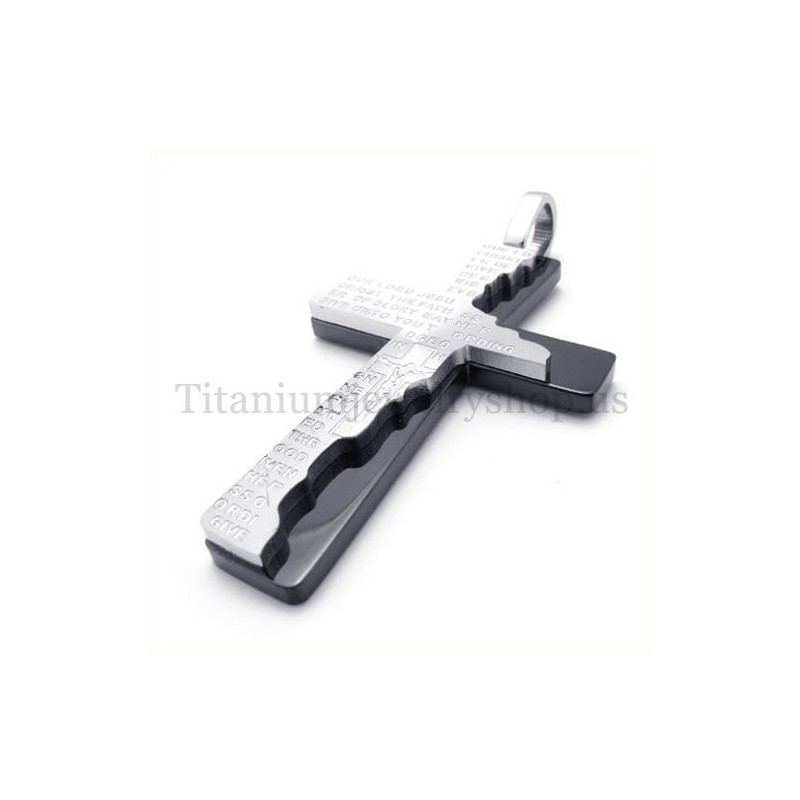 Black Bible Two Layers Fashion Titanium Cross Pendant Black Bible Two Layers Fashion Titanium Cross Pendant