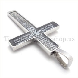 Carved Jesus Pattern And Bible Fashion Titanium Cross Pendant