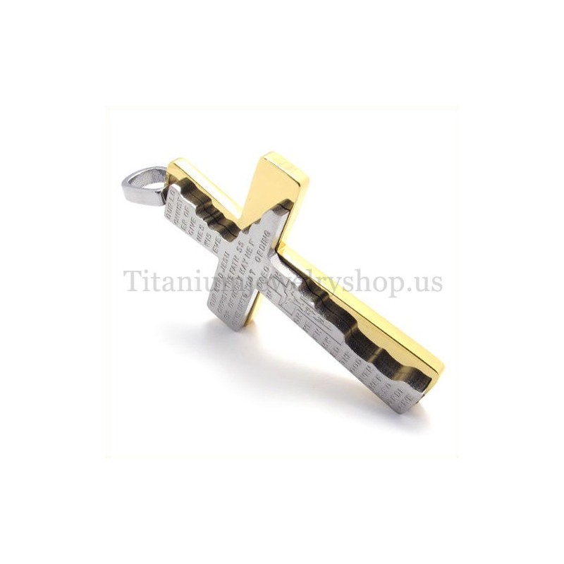 Fashion Two Layers Bible Titanium Cross Pendant