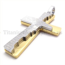 Fashion Two Layers Bible Titanium Cross Pendant