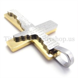 Fashion Two Layers Bible Titanium Cross Pendant