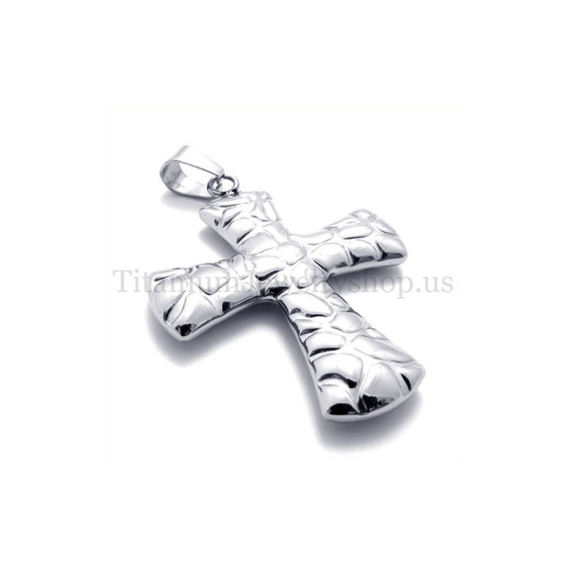 Fashion With Cobblestone Pattern Titanium Cross Pendant