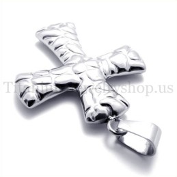 Fashion With Cobblestone Pattern Titanium Cross Pendant