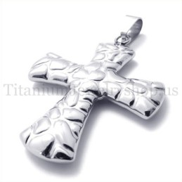 Fashion With Cobblestone Pattern Titanium Cross Pendant