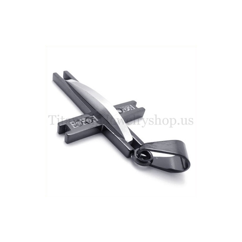 Black With Diamond Fashion Titanium Cross Pendant