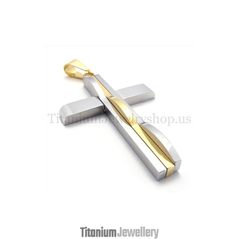 Golden Fashion Man Titanium Cross Pendant Golden Fashion Man Titanium Cross Pendant