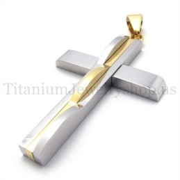 Golden Fashion Man Titanium Cross Pendant