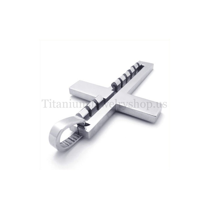 Silver Fashion Bump Titanium Cross Pendant