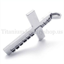 Silver Fashion Bump Titanium Cross Pendant