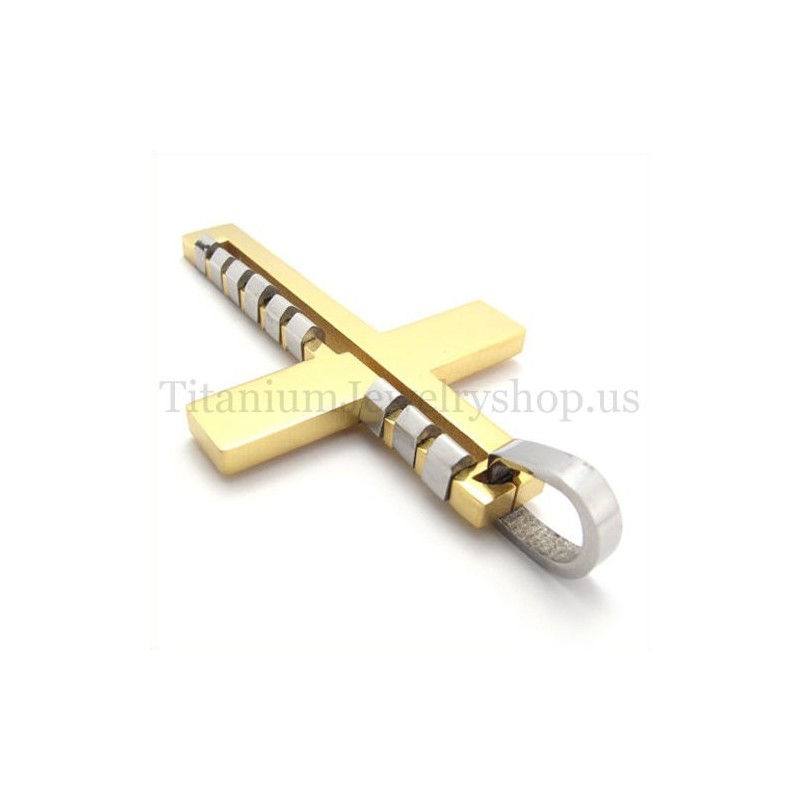 Golden Fashion Bump Titanium Cross Pendant