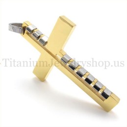 Golden Fashion Bump Titanium Cross Pendant