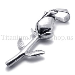 Silver Beautiful Rose Titanium Pendant
