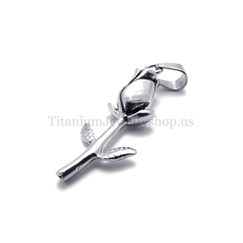 Silver Beautiful Rose Titanium Pendant