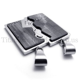 Black Two Layer Interlocking Lovers Titanium Pendant