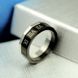 Fine Roman Numerals Titanium Men's Ring