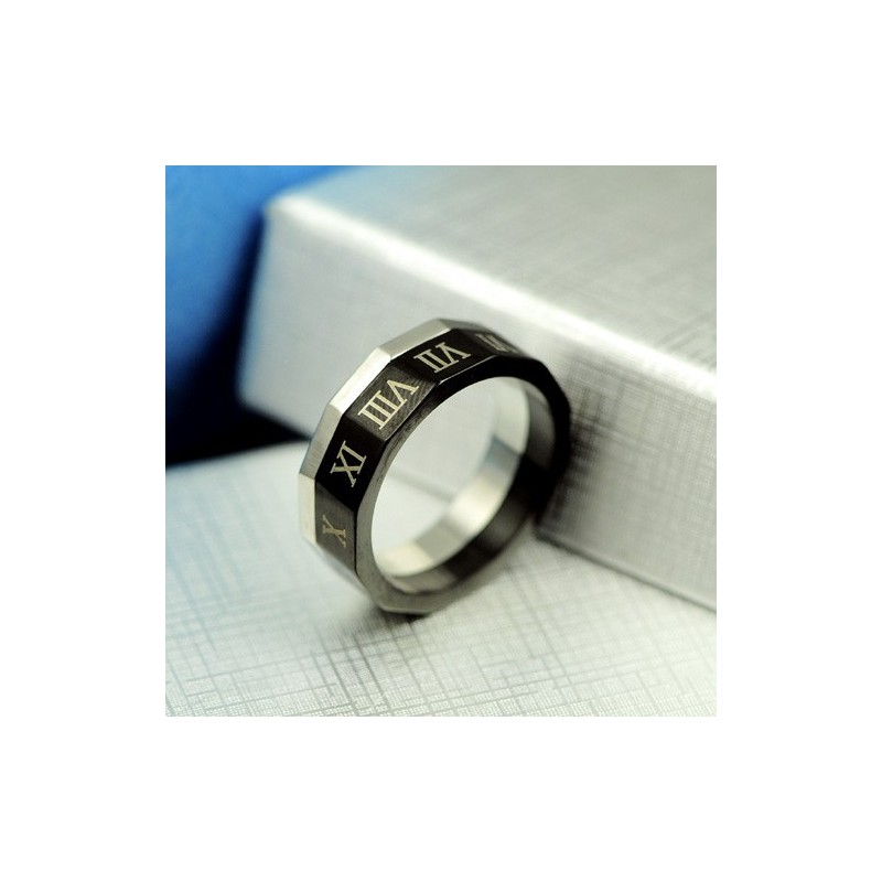 Fine Roman Numerals Titanium Men's Ring