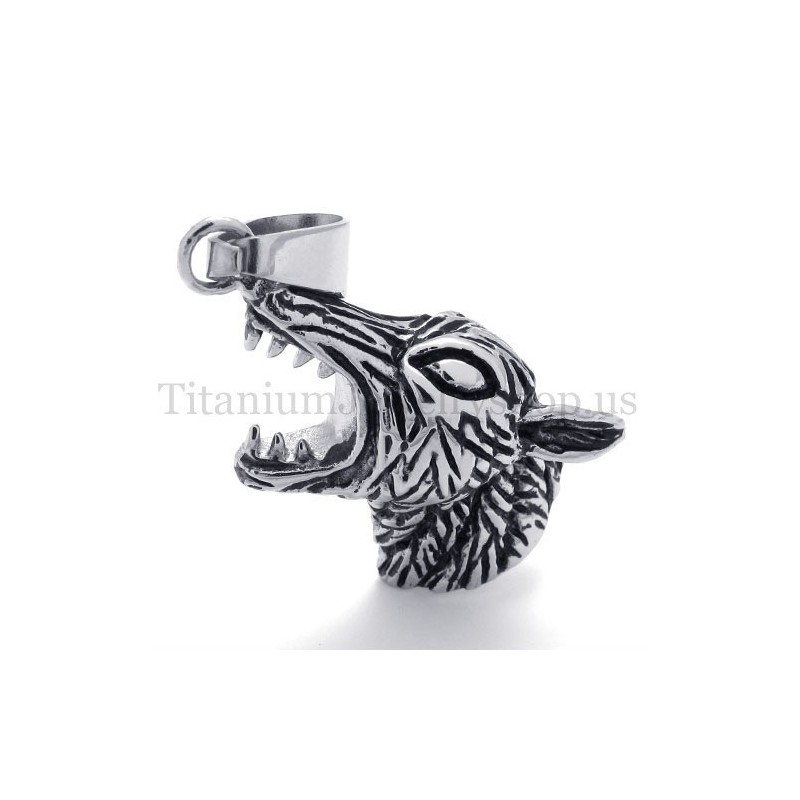 Men's Wolf Head Titanium Pendant Men's Wolf Head Titanium Pendant