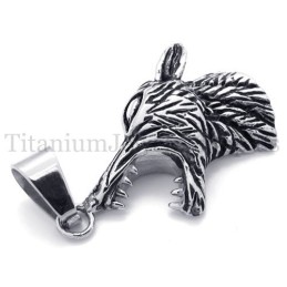 Men's Wolf Head Titanium Pendant
