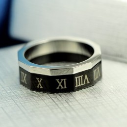 Fine Roman Numerals Titanium Men's Ring