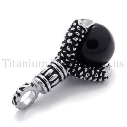 Eagle'S Paw And Black Gem Titanium Pendant