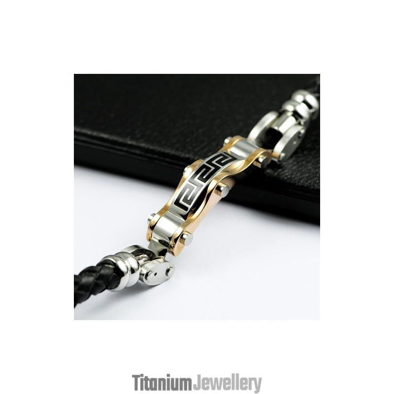 Wall Chart Titanium Leather Bracelet