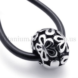 Silver Flowers Fortunate Bead Titanium Pendant