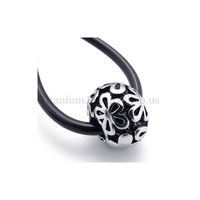 Silver Flowers Fortunate Bead Titanium Pendant Silver Flowers Fortunate Bead Titanium Pendant