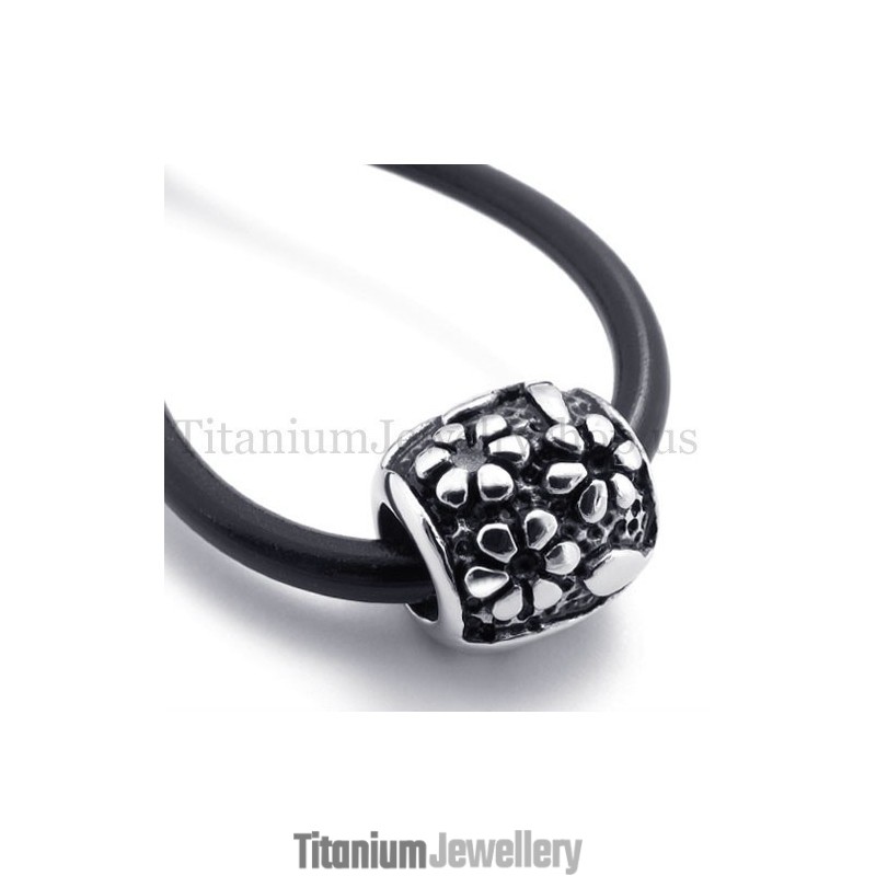 Ellipsoidal With Flowers Fortunate Bead Titanium Pendant Ellipsoidal With Flowers Fortunate Bead Titanium Pendant