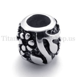 Ellipsoidal With Flowers Fortunate Bead Titanium Pendant