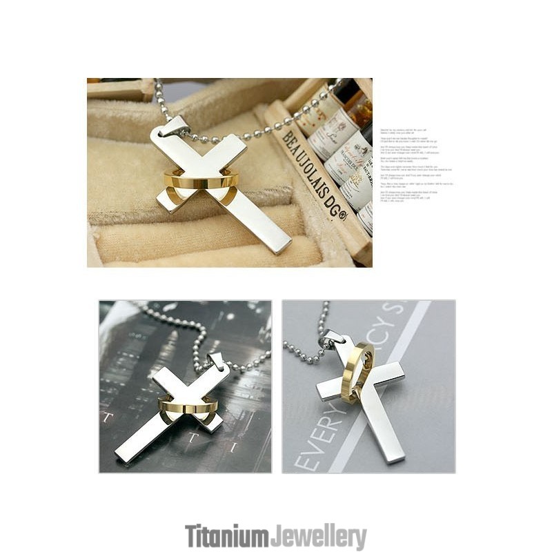 Men's Pure Titanium Cross Necklace Pendant Chain (New) 7576 Men's Pure Titanium Cross Necklace Pendant Chain (New) 7576