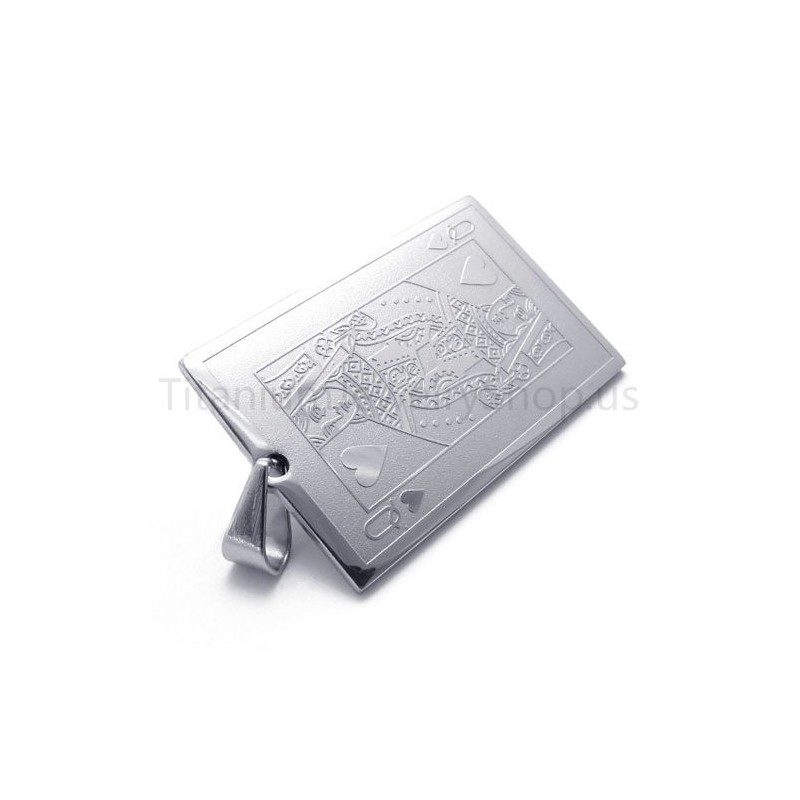 New Silvery Playing Card Titanium Pendant(Q)