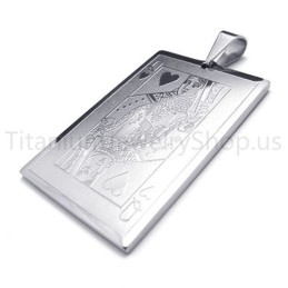 New Silvery Playing Card Titanium Pendant(Q)