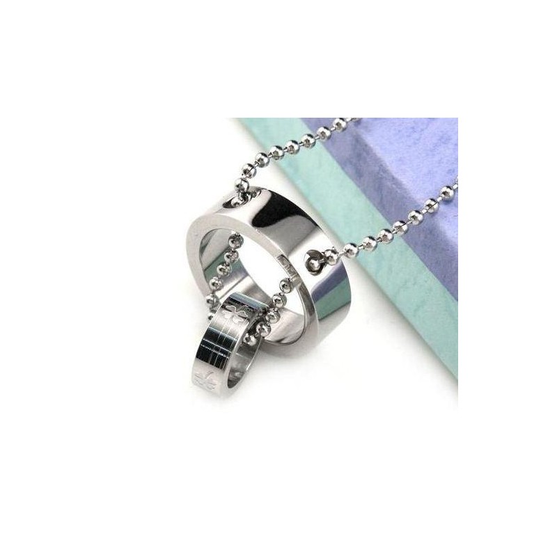 Pure Titanium Pendants Necklace Clover Double Circle