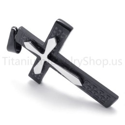 New Two Layers Black Cross Titanium Pendant