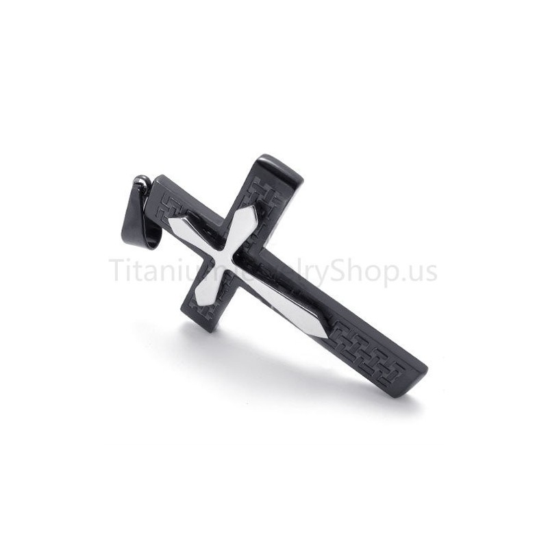 New Two Layers Black Cross Titanium Pendant New Two Layers Black Cross Titanium Pendant