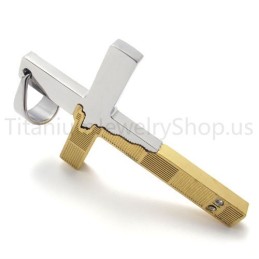 New Duotone Torn Edges Cross Titanium Pendant