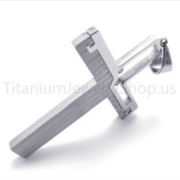 New Silvery Hollowed Cross Titanium Pendant