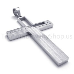 New Silvery Hollowed Cross Titanium Pendant