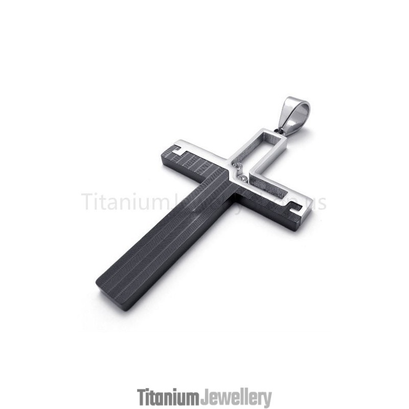 New Black Hollowed Cross Titanium Pendant