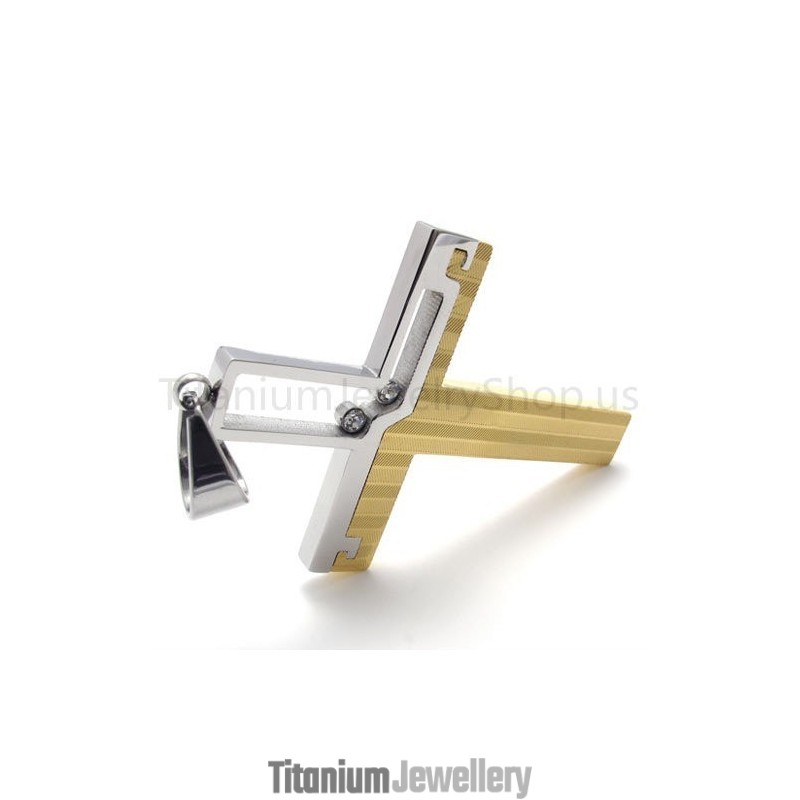 New Duotone Hollowed Cross Titanium Pendant New Duotone Hollowed Cross Titanium Pendant