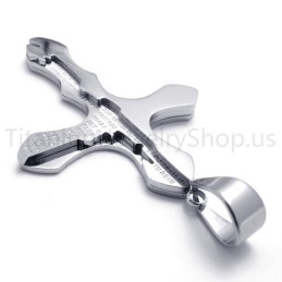 New Silvery Carving Letters Cross Titanium Pendant