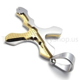 New Golden Carving Letters Cross Titanium Pendant