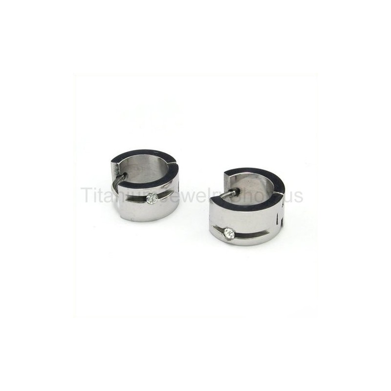 Titanium Inlayed Diamond Earrings