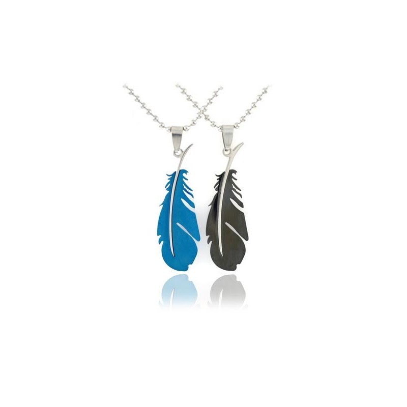 Pure Titanium Lover Couples Necklace Pendants Feather Pure Titanium Lover Couples Necklace Pendants Feather