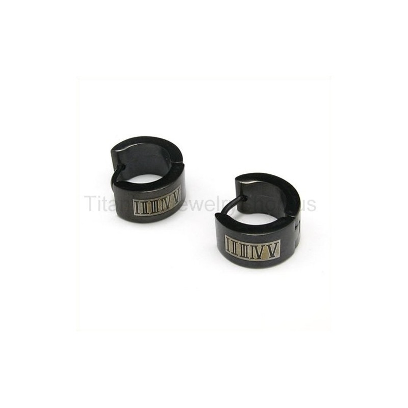 Roman Number Titanium Earrings