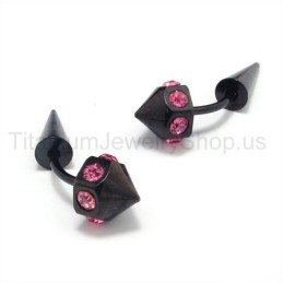 Black Titanium Inlayed Purple Diamonds Earrings