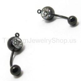 Black Mini Titanium Inlayed Diamond Earrings