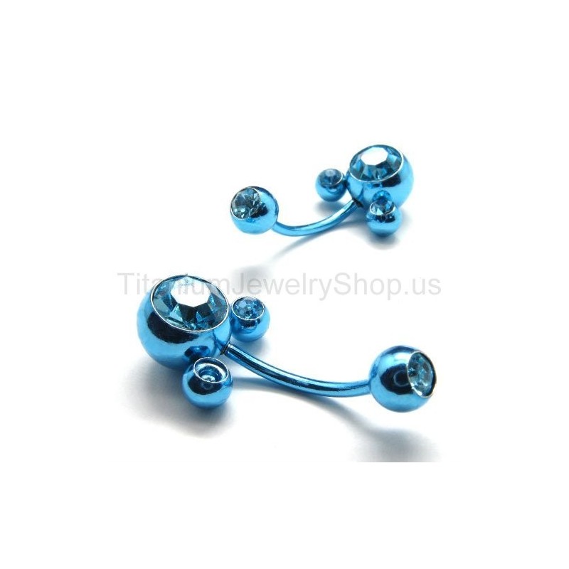 Blue Flower Titanium Inlayed Diamond Earrings Blue Flower Titanium Inlayed Diamond Earrings
